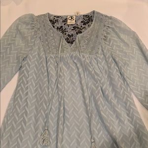 One September light blue peasant dress